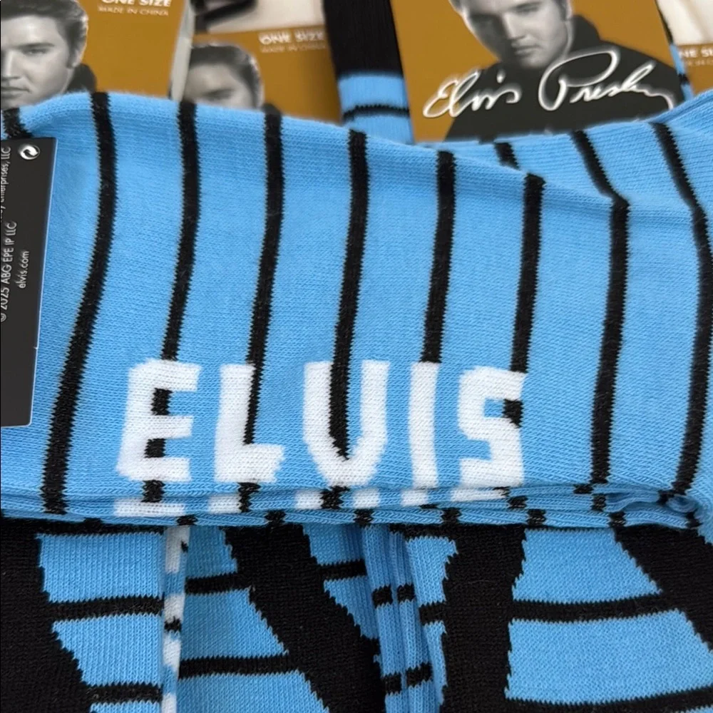 Elvis Presley Casual Crew Socks Blue Black One Size